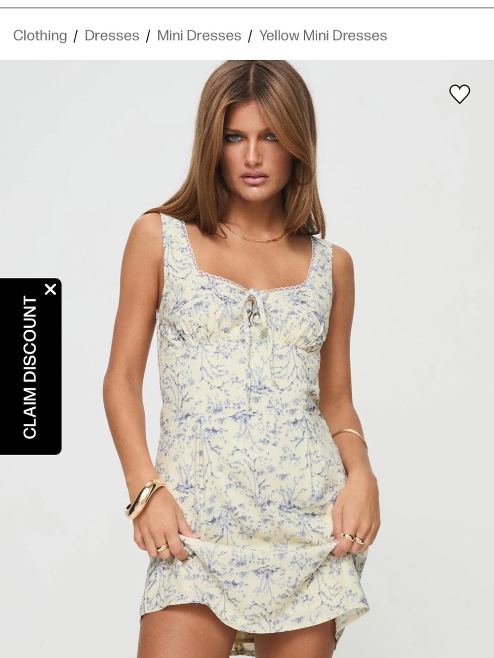 Princess Polly - Alliston Mini Dress cream / yellow floral - nwt